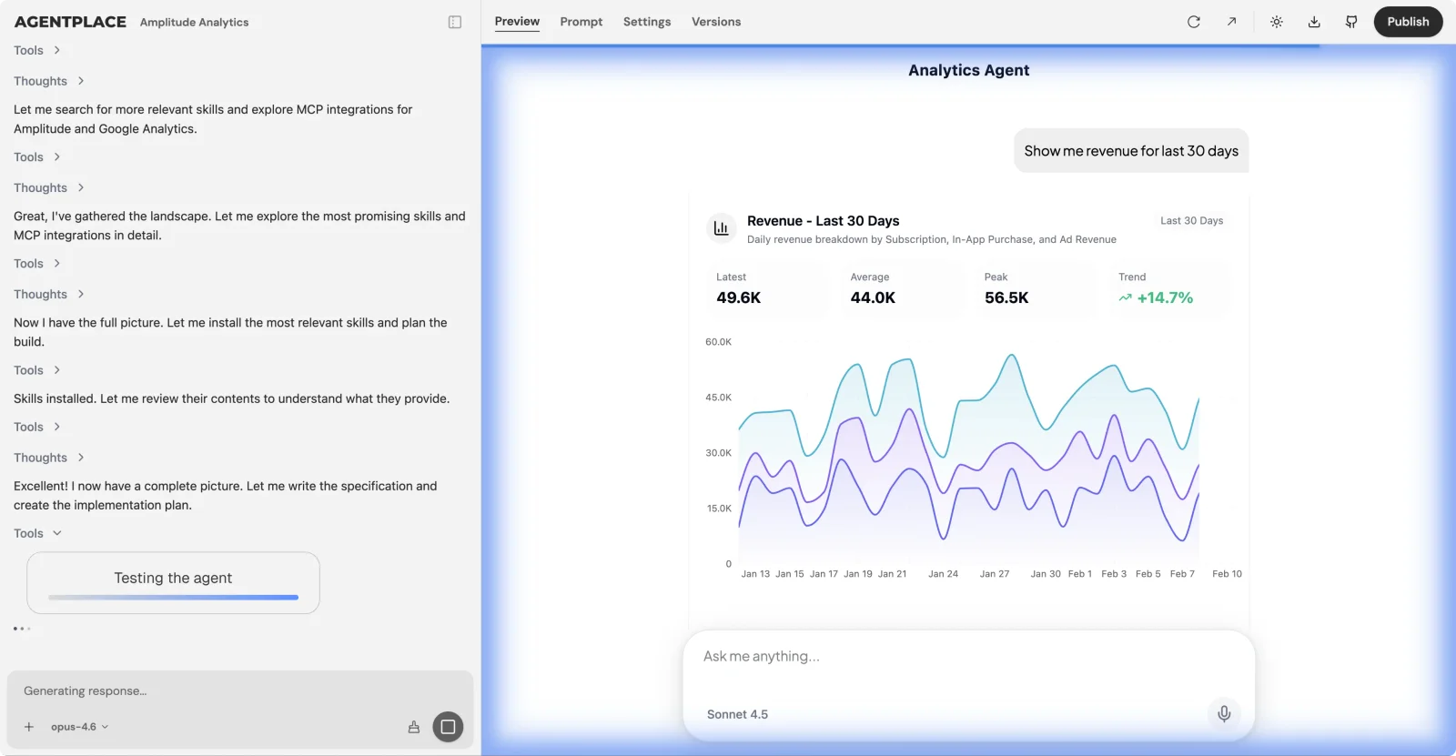 Automated test results in the builder