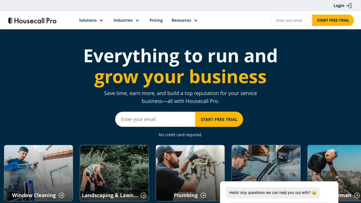 Housecall Pro homepage screenshot