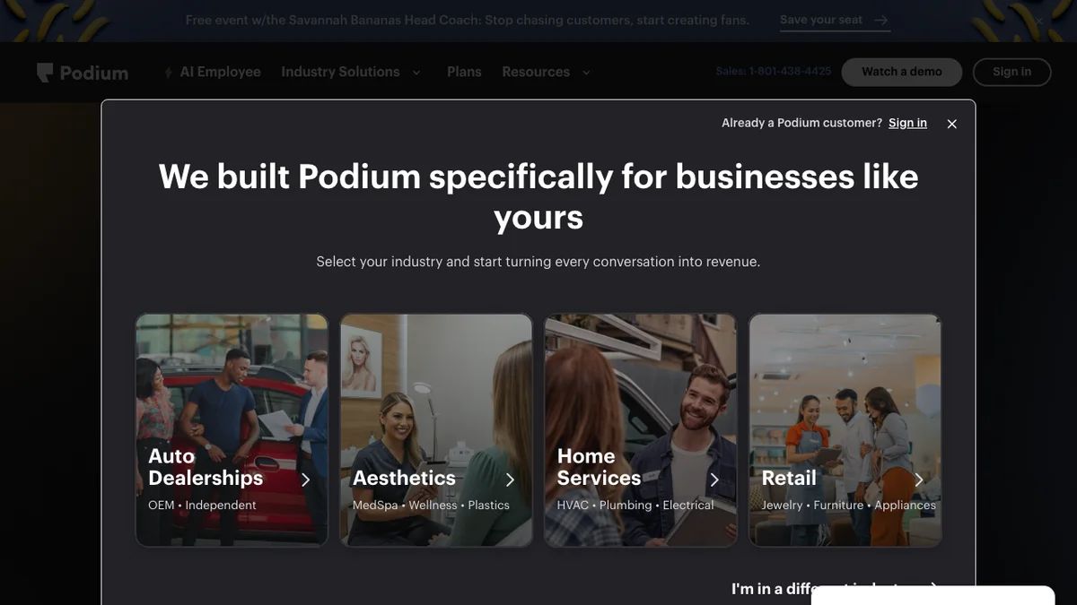 Podium homepage screenshot