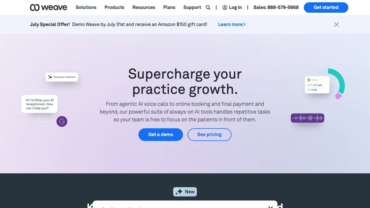 Weave homepage screenshot